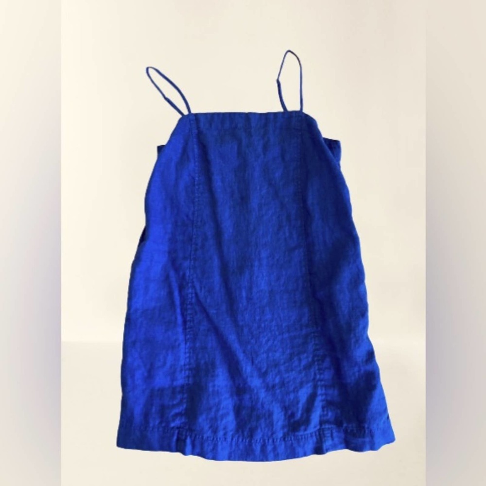 Linen Madewell mini dress tunic | size 6 | small | blue midnight azure sky